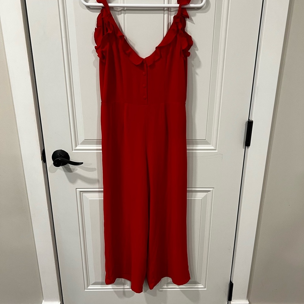Red romper, mid length